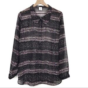 CABI 3249 Paris Sheer Calligraphy Brush Blouse L